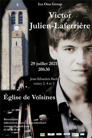 Concert de musique classique par Victor Julien-Laferrière : Suites 3, 4 et 5 pour violoncelle de Jean-Sébastien Bach