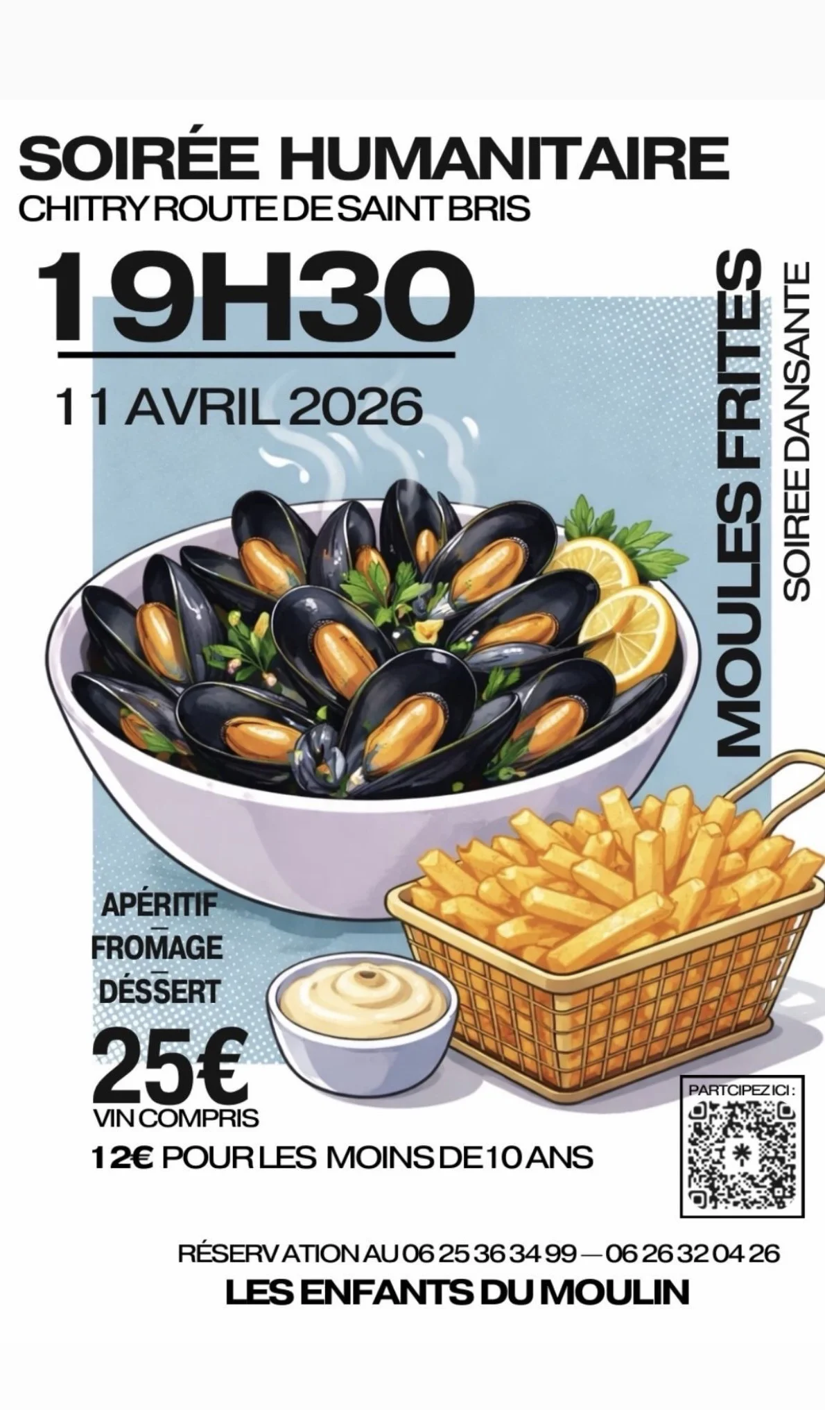 Moules Frites - Repas et soirée dansante – Chitry (Route de Saint-Bris) (affiche de l’événement)