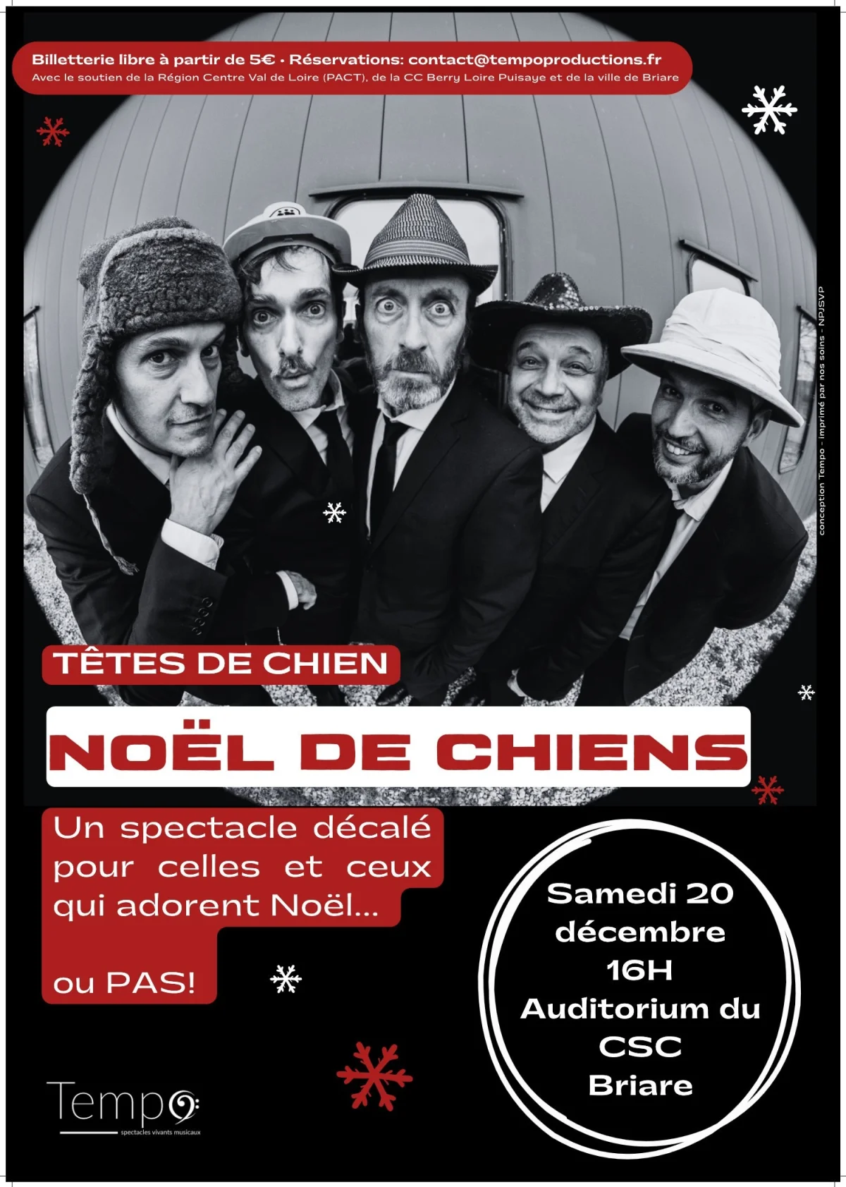 Noël de chiens par les Têtes de chien / Un spectacle décalé pour celles et ceux qui adorent Noël... Pour tout public à partir de 10 ans. – Briare / Loiret (Auditorium du CSC) (affiche de l’événement)