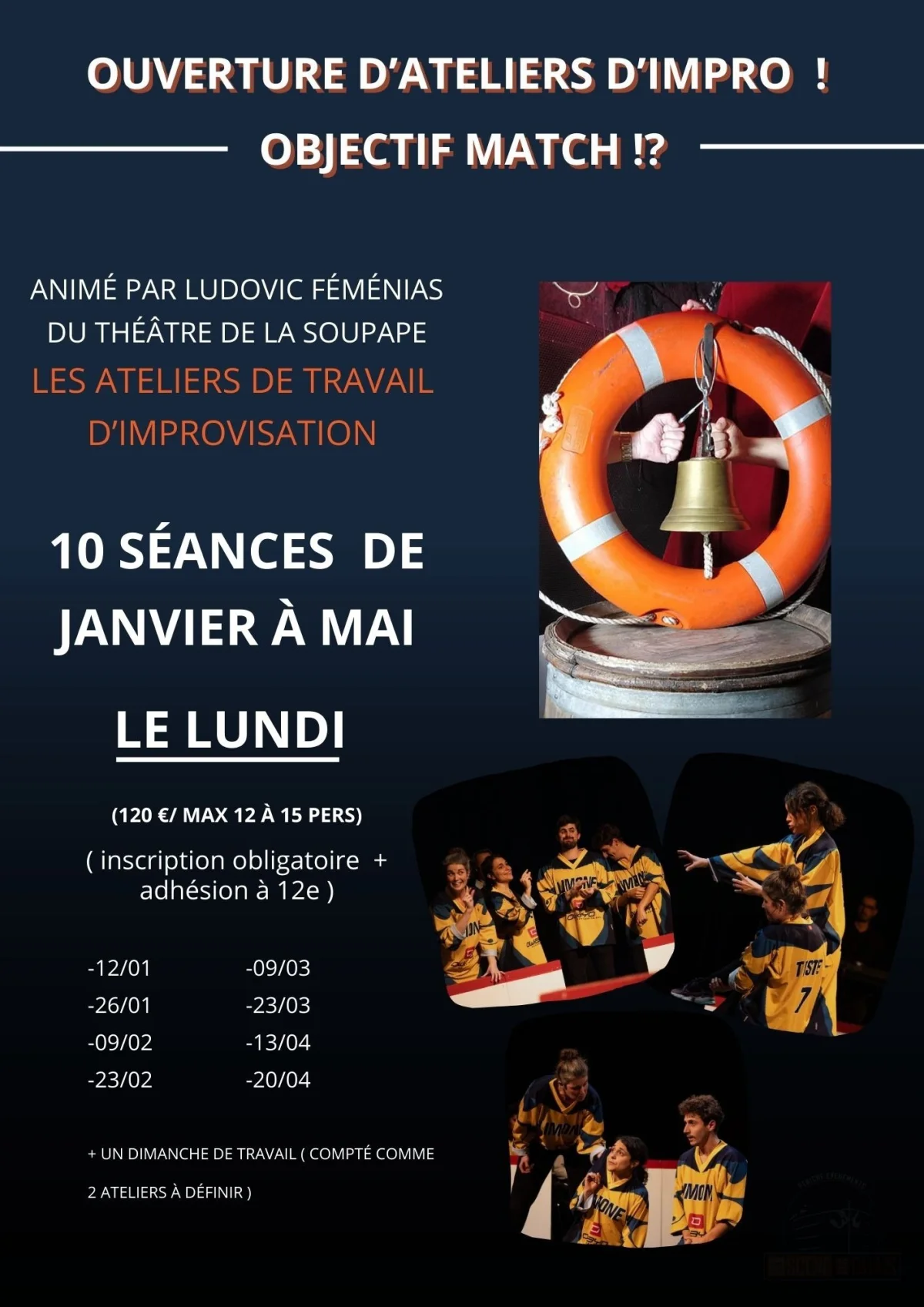 Objectif match !? Ateliers d'impro – Auxerre (Théâtre La scène des quais) (affiche de l’événement)