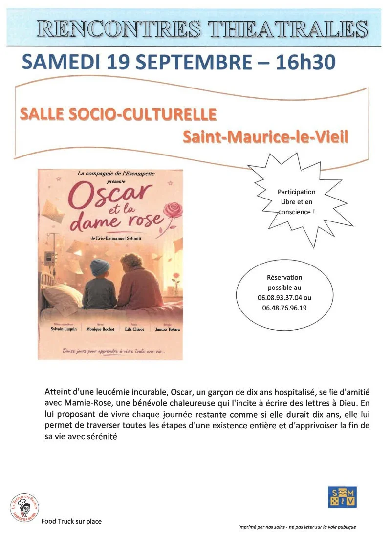 Oscar et la Dame Rose – Saint-Maurice-le-Vieil (Salle socio-culturelle) (affiche de l’événement)