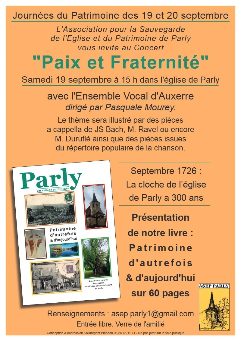 Paix et Fraternité – Parly (Eglise) (affiche de l’événement)