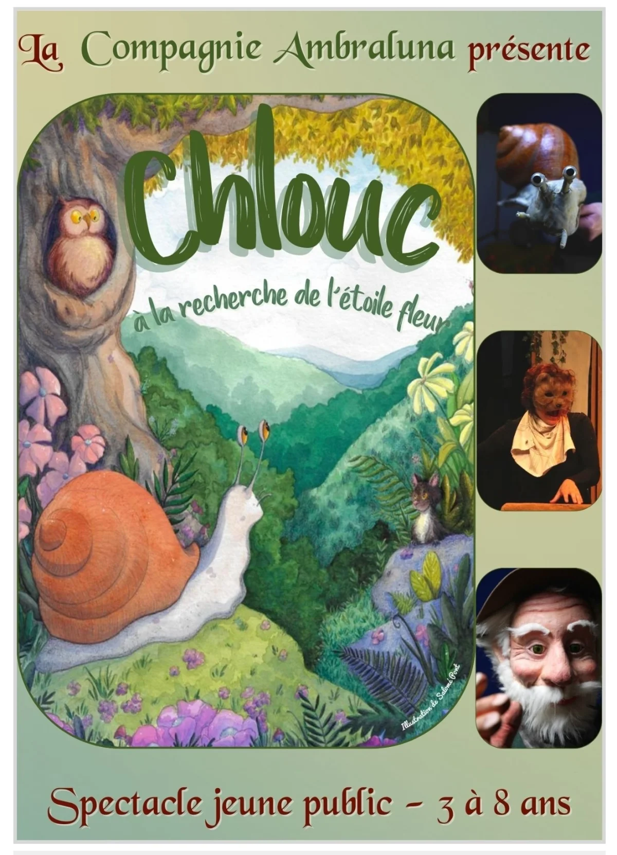 CHLOUC À LA RECHERCHE DE L'ÉTOILE FLEUR / Spectacle Marionnettes / de 3 à 10 ans – Auxerre (péniche théâtre La scène des quais) (affiche de l’événement)