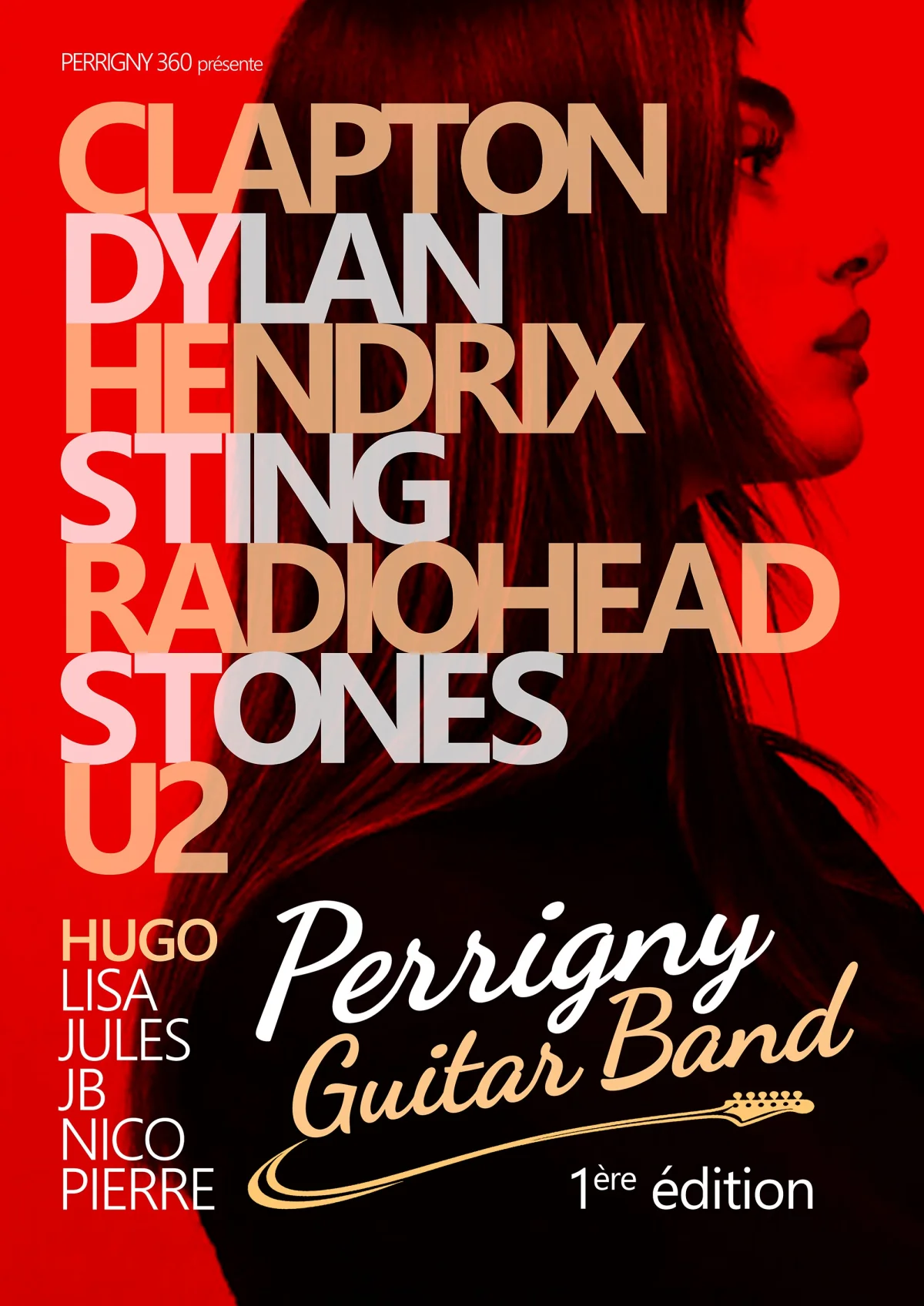 Perrigny Guitar Band (1ère édition) : Concert presque unplugged autour de Clapton, Dylan, Hendrix, Sting, Radiohead, Rolling Stones, U2... – Perrigny (Salle polyvalente) (affiche de l’événement)