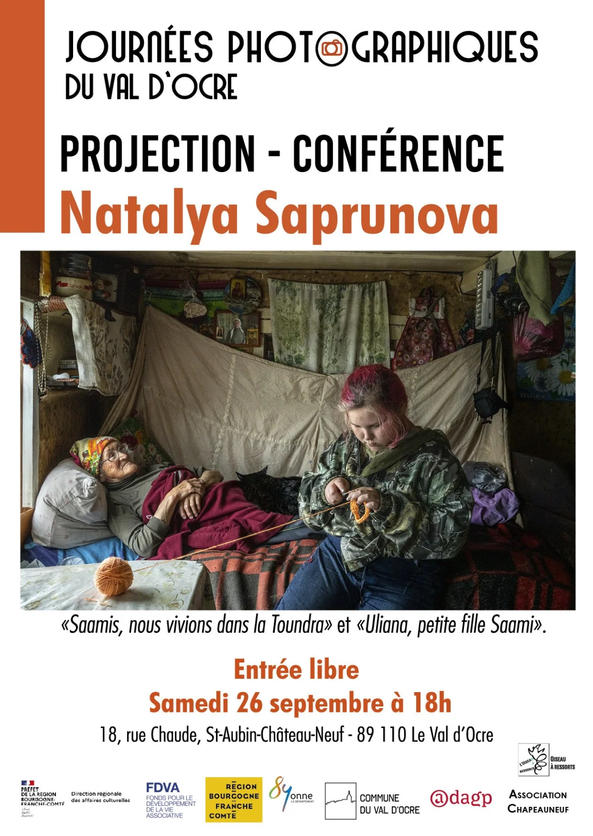 Projection-conférence avec Natalya Saprunova "Saamis, nous vivions dans la Toundra" – Le Val d'Ocre / Saint-Aubin-Château-Neuf (Rue Chaude 89110 Saint-Aubin-Château-Neuf) (affiche de l’événement)