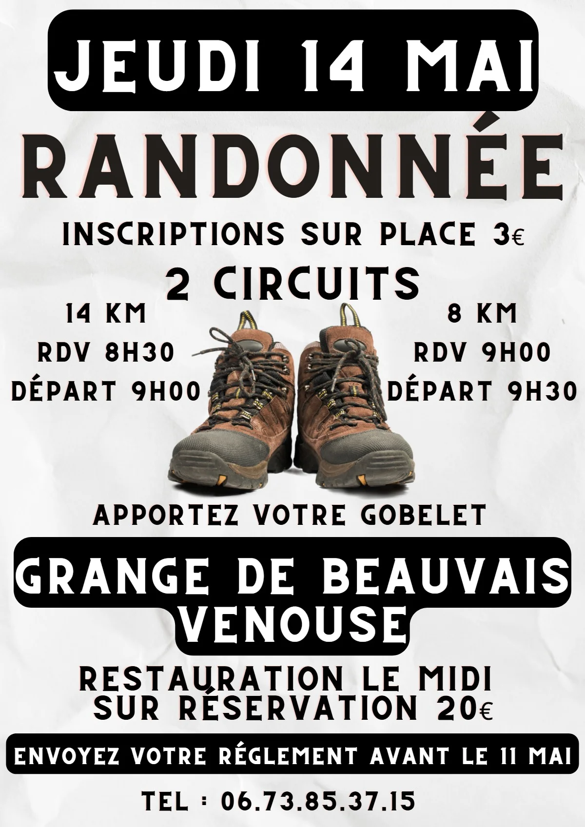 Randonnée : 2 circuits de 8 et 14km – Venouse (La Grange de Beauvais) (affiche de l’événement)