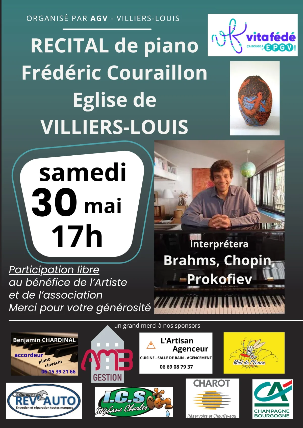 Récital de piano avec Frederic Couraillon – Villiers-Louis (Église du village) (affiche de l’événement)
