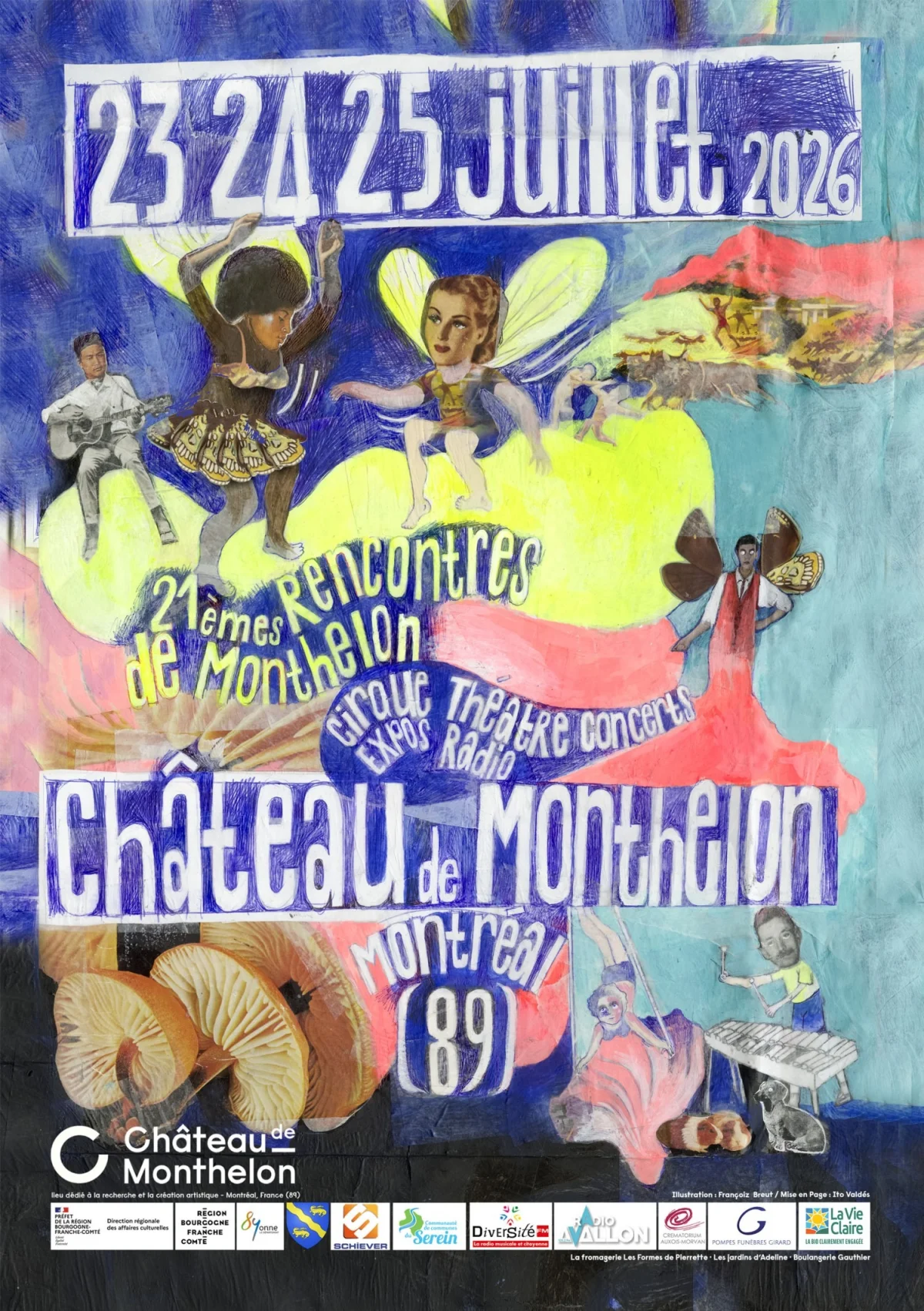Rencontres de Monthelon 2026 (Cirque - Théâtre - Concerts - Expos - Performances - DJs / Spectacles en plein air, en salle et sous chapiteau / Tout public / Cuisine maison et végétarienne) – Montréal (Château de Monthelon) (affiche de l’événement)