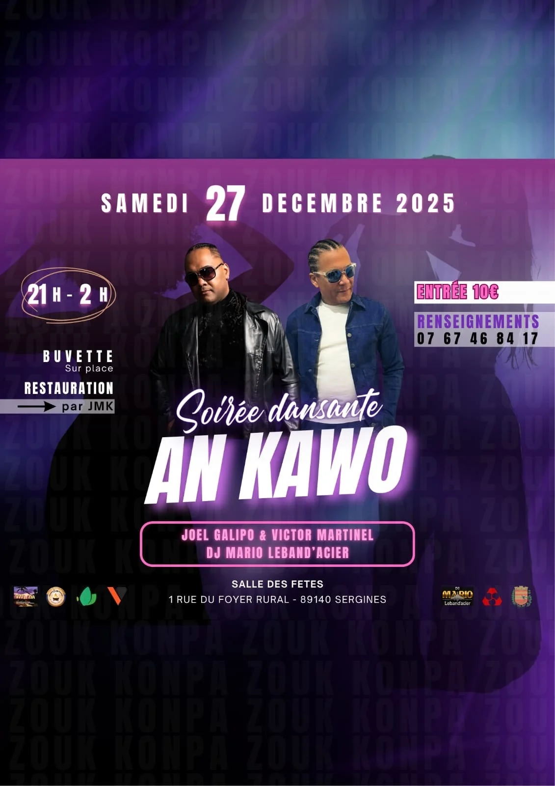 Soirée An Kawo – Sergines (Salle des fetes foyer rural) (affiche de l’événement)