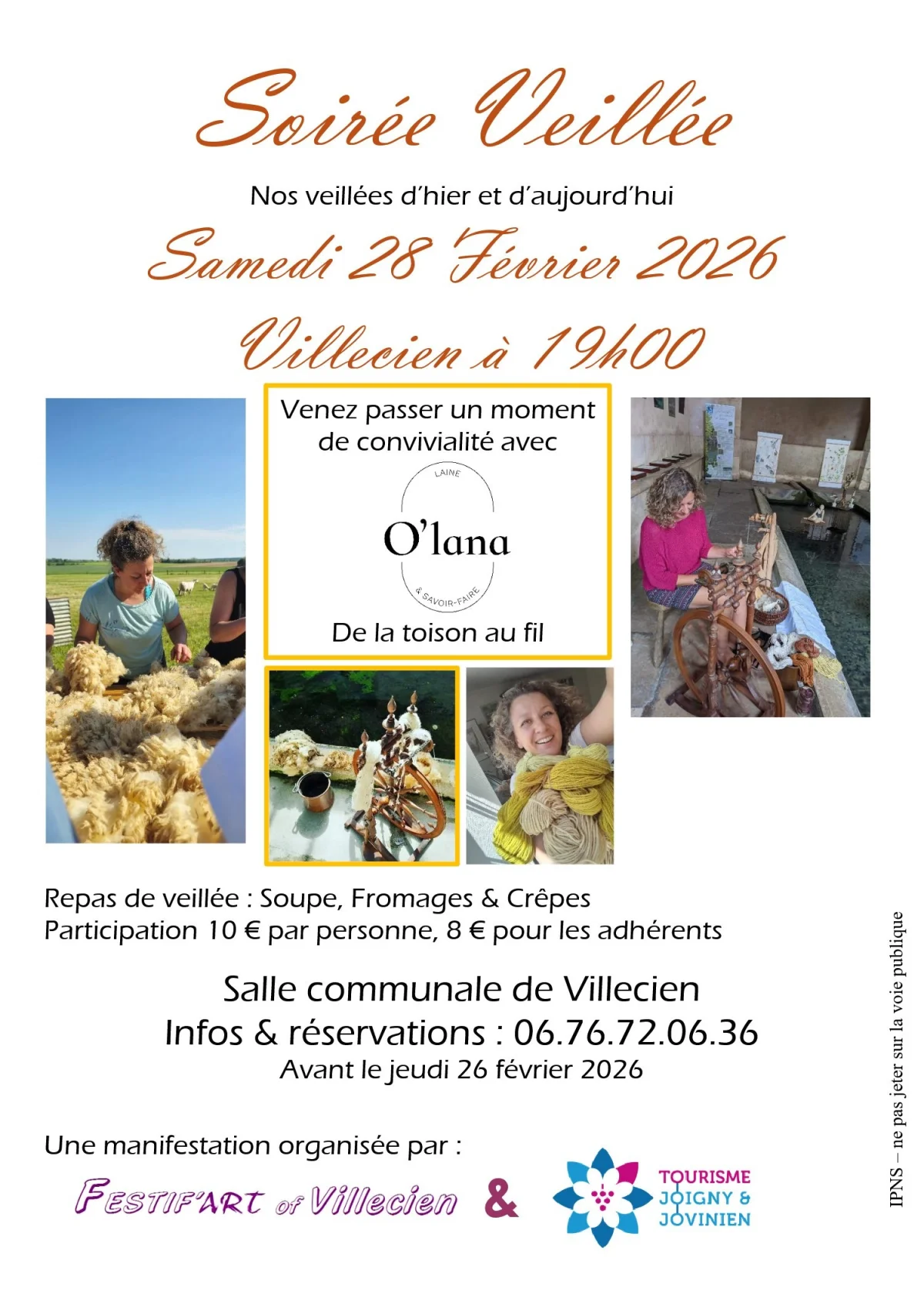 Soirée Veillée – Villecien (Salle communale) (affiche de l’événement)
