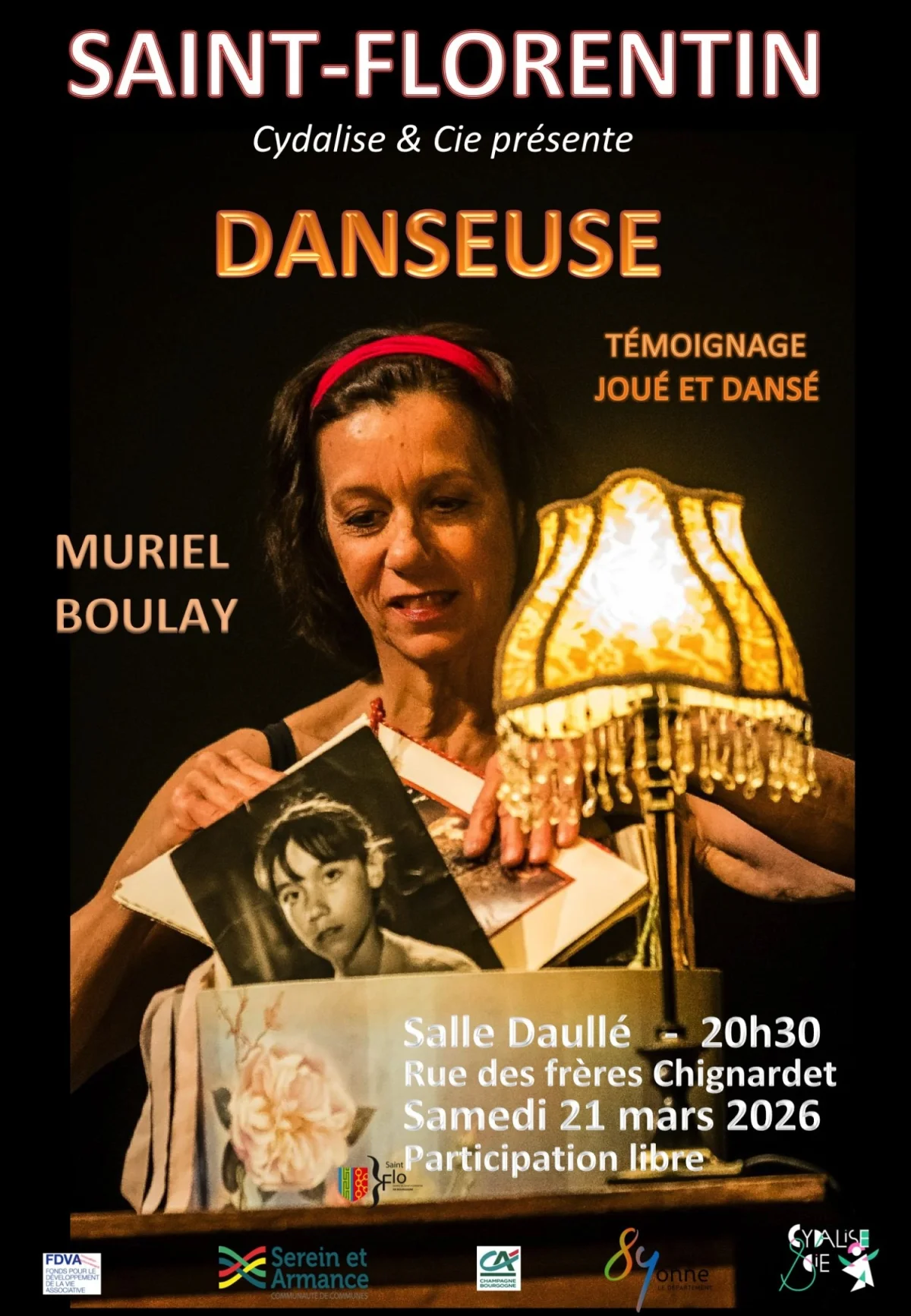 Spectacle : "Danseuse" avec Muriel Boulay (témoignage joué et dansé) – Saint-Florentin (Salle Daullé / rue des Frères Chignardet) (affiche de l’événement)