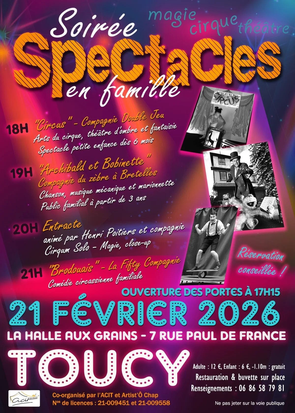 Spectacles en famille : cirque, théâtre, magie par les Artist’Ô Chap – Toucy (La Halle aux Grains) (affiche de l’événement)
