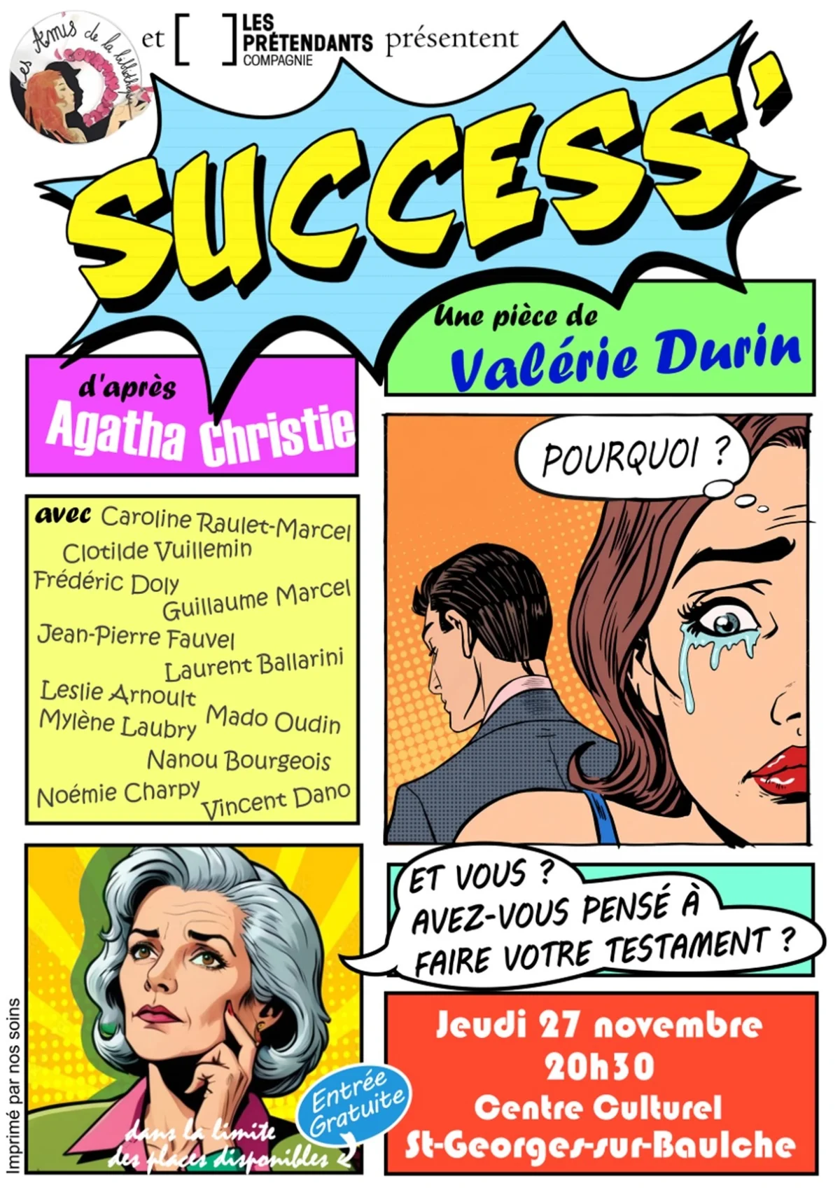 Success' (pièce de Valérie Durin d'après Agatha Christie) – Saint-Georges-sur-Baulche (Centre Culturel) (affiche de l’événement)