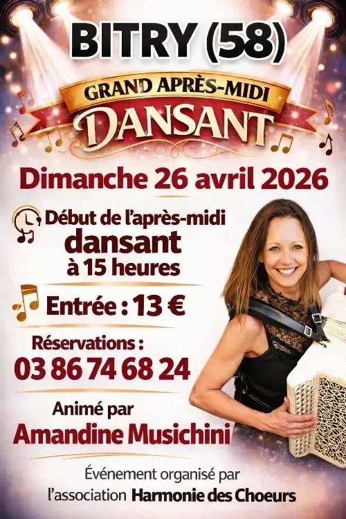 Thé dansant – Bitry / Nièvre (salle Claude Chazeau) (affiche de l’événement)