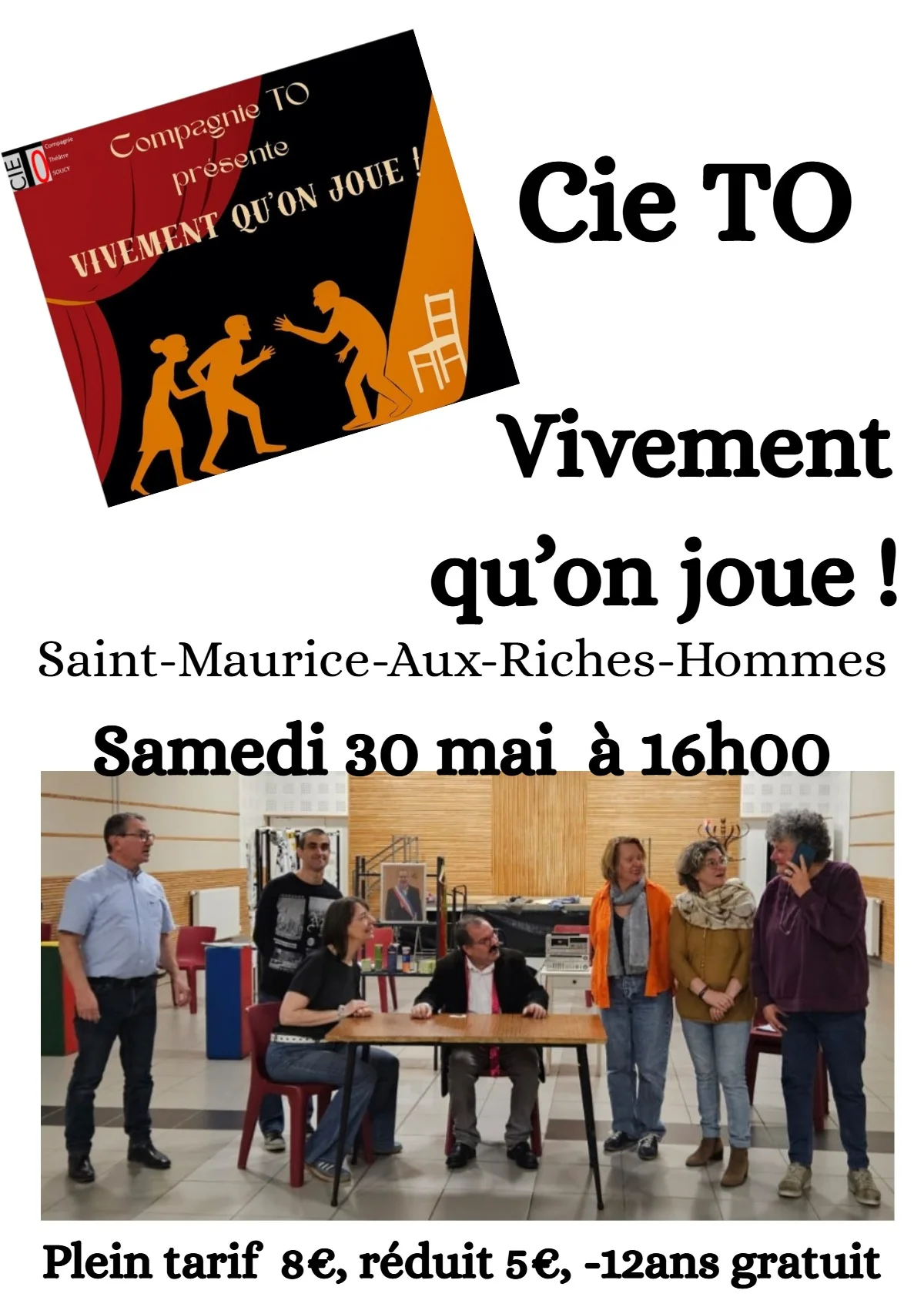 Théâtre "Vivement qu’on joue !" avec la Cie TO – Saint-Maurice-aux-Riches-Hommes (Salle polyvalente) (affiche de l’événement)