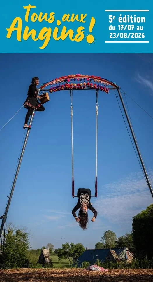 Spectacle en famille (décalé à 18h au lieu de 16h) : "Étoffer la nuit" (Trapèze, musique et broderie monumentale à partir de 6 ans) dans le cadre du festival "Tous aux Angins !" – Tannerre-en-Puisaye (Lieu-dit Les Angins / sous chapiteau) (affiche de l’événement)