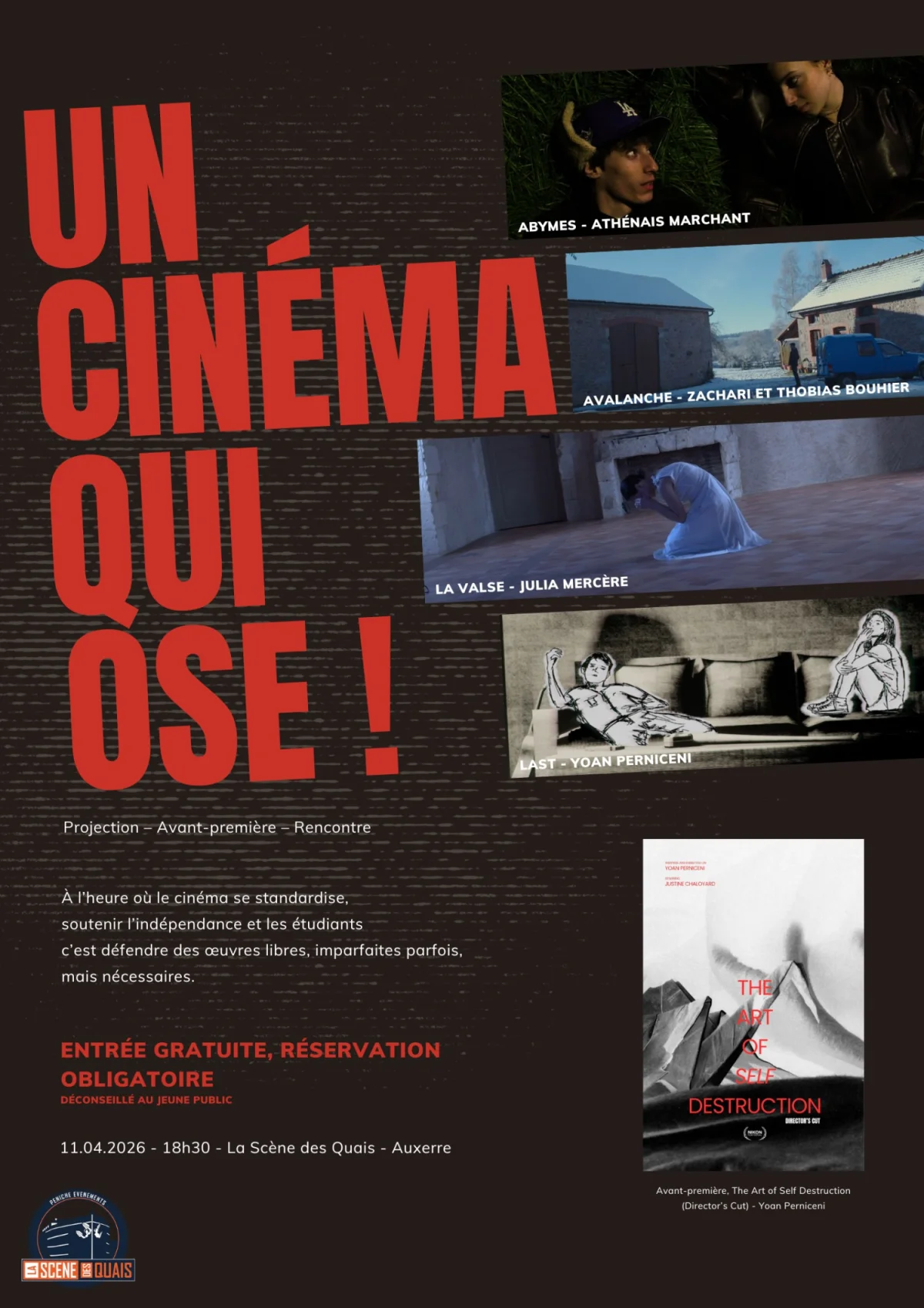 Un cinéma qui ose ! – Auxerre (théâtre La scène des quais) (affiche de l’événement)