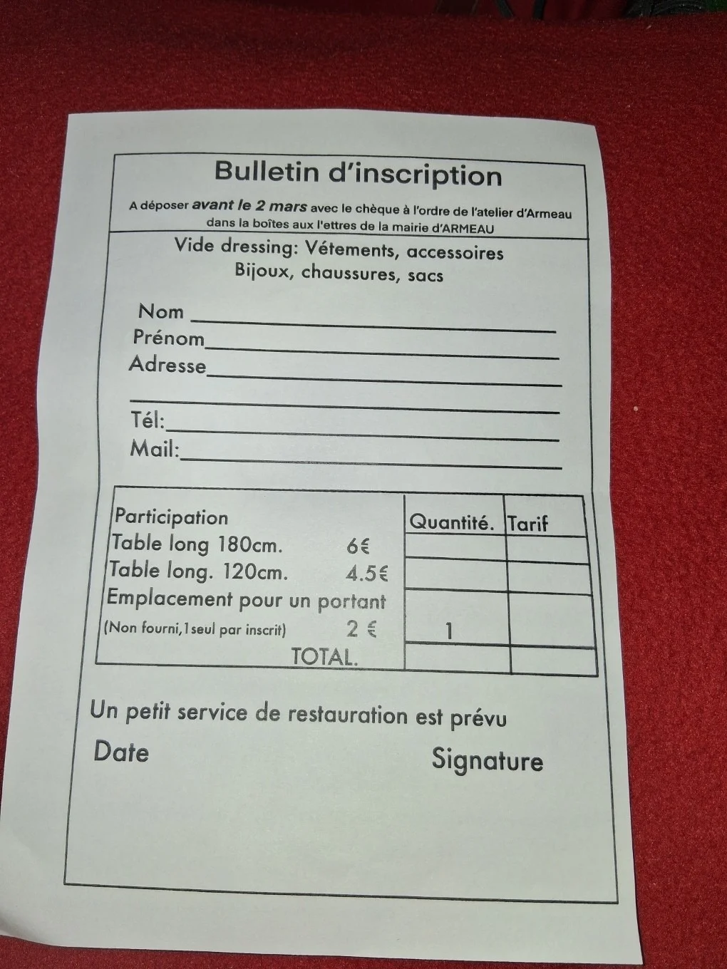 Vide Dressing & Puces des Couturières – Armeau (Salle des Fêtes) (affiche de l’événement)