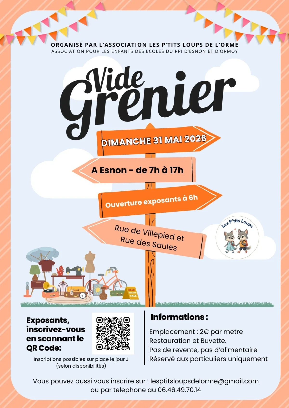 Vide Grenier d’Esnon – Esnon (Rue des saules et rue de Villepied) (affiche de l’événement)
