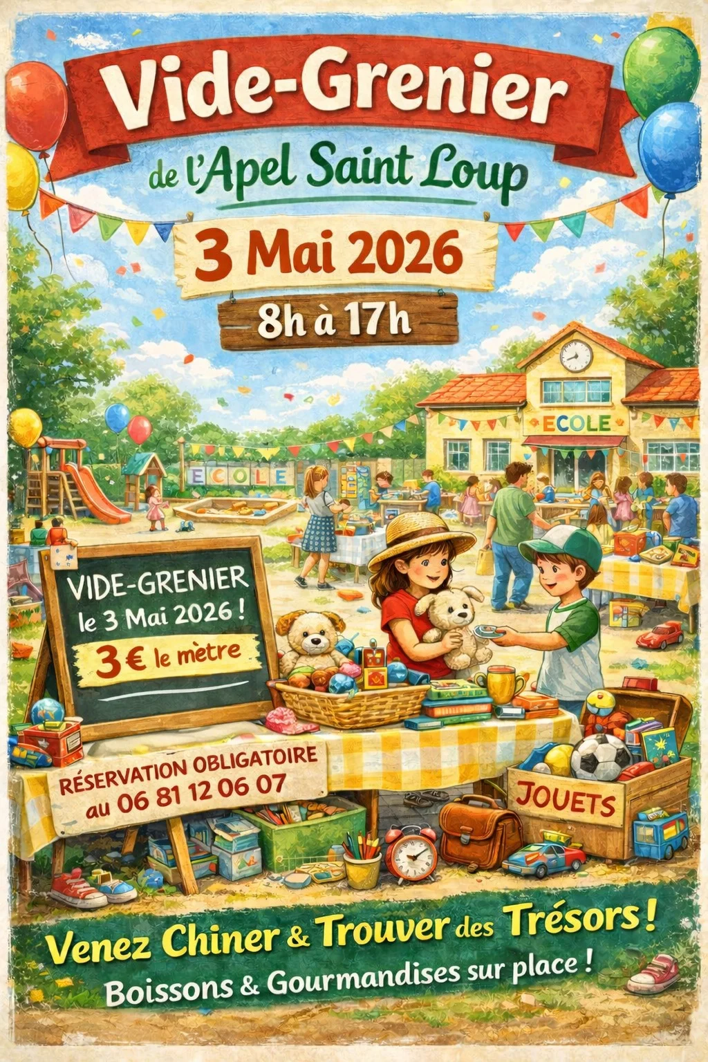 Vide grenier de l’Apel Saint Loup – Brienon sur Armançon (Cour de l’école Saint Loup) (affiche de l’événement)