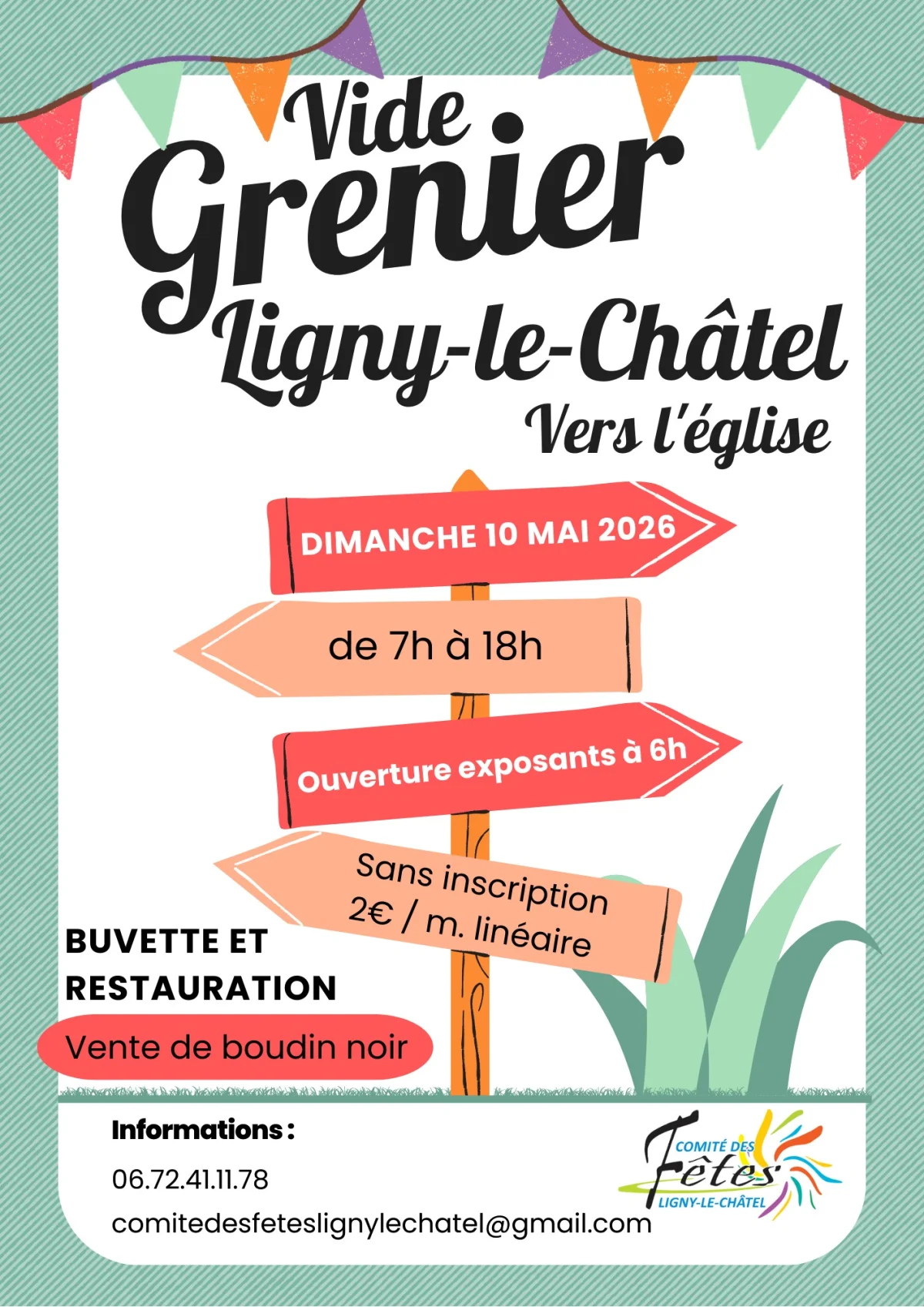 Vide-grenier de Ligny-le-Châtel – Ligny-le-Châtel (à proximité de l'église) (affiche de l’événement)