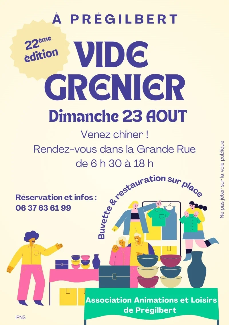 Vide-grenier de Prégilbert – Prégilbert (Grande rue) (affiche de l’événement)