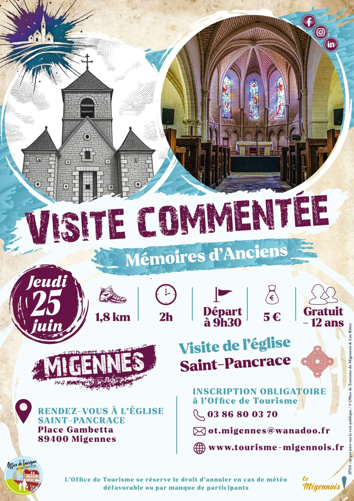 Visite commentée - Mémoires d'Anciens – Migennes (Église Saint-Pancrace) (affiche de l’événement)
